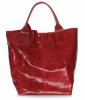 Bőr táska shopper bag Genuine Leather piros 788